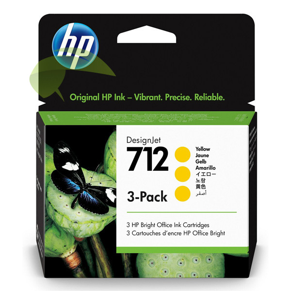 HP 3ED79A, HP 712 originální náplň žlutá 3-pack, DesignJet T230/T250/ T630/T650