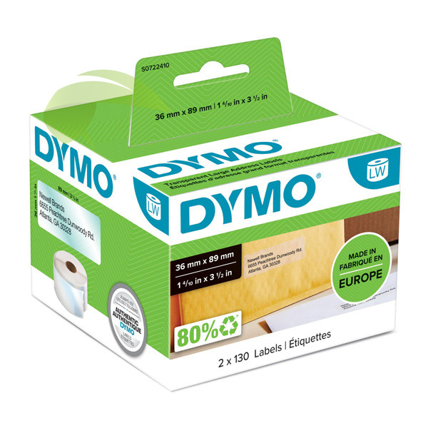 Originální etikety DYMO 99013, 36 x 89mm, 260ks, průhledné