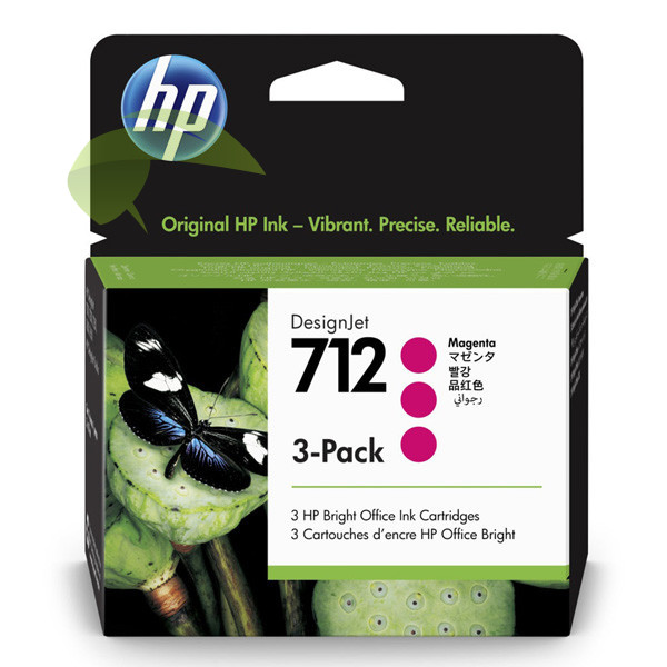 HP 3ED78A, HP 712 originální náplň magenta 3-pack, DesignJet T230/T250/ T630/T650